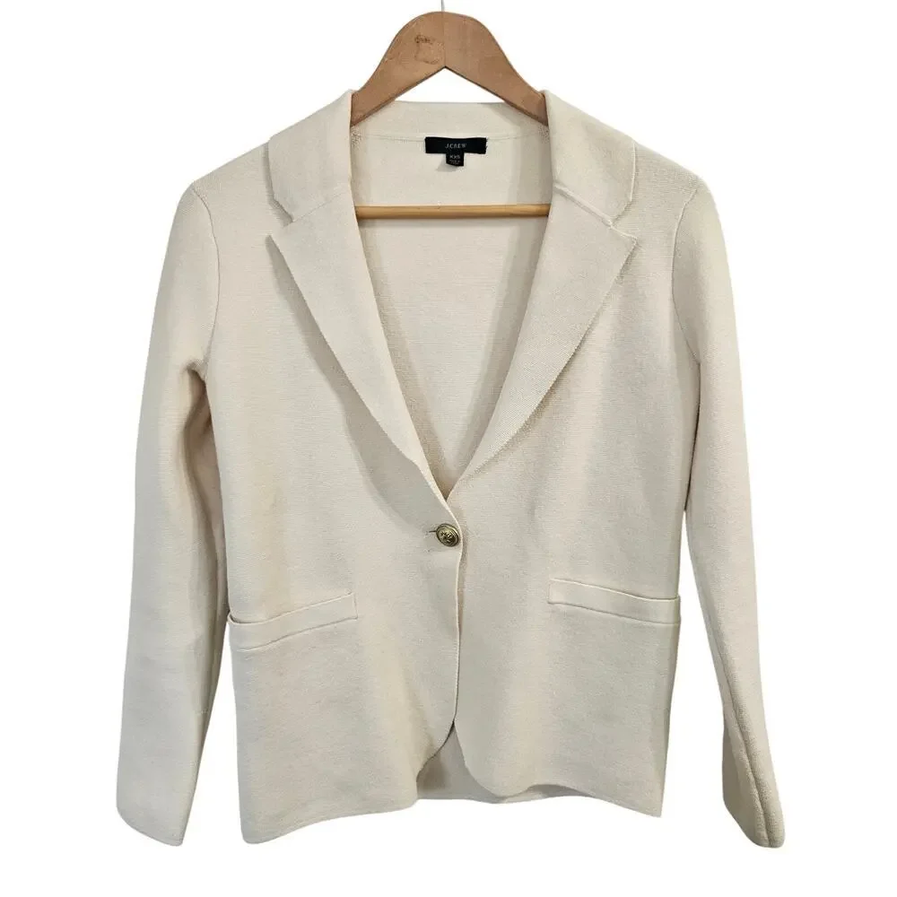J. CREW Camille Shrunken Sweater-Blazer White Size XXS